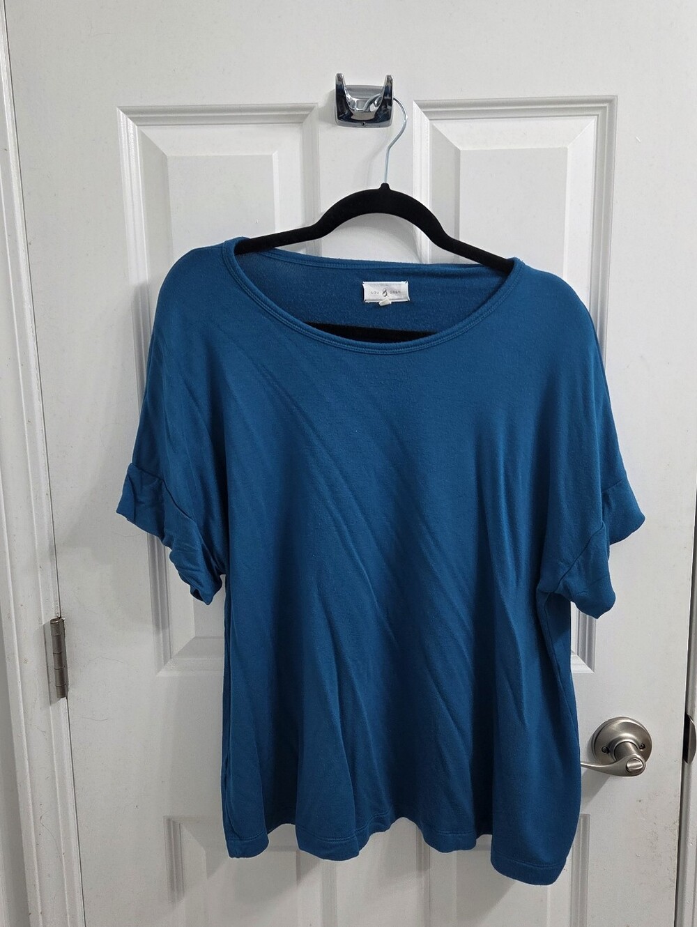 Lou & Grey Teal Short-Sleeve Ruffle Accent Tee